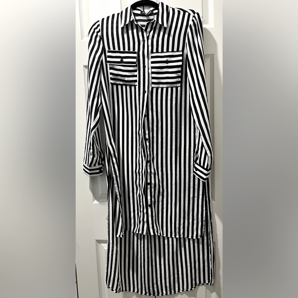 Tinas Fashion Striped Long Sleeve Button Up Blouse - Picture 2 of 9